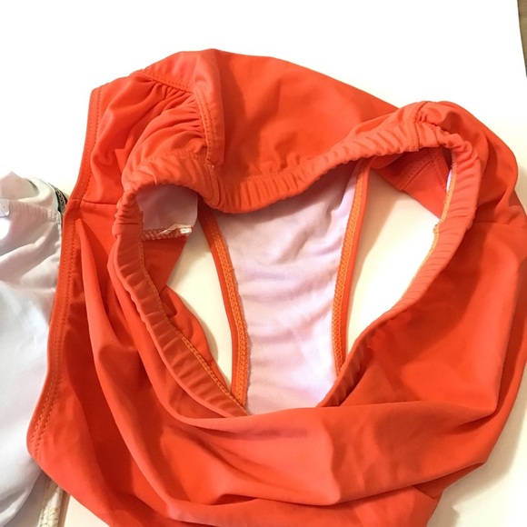 Shein Orange Floral One Shoulder High Waisted 2pc Bikini Set Size Large - Picture 8 of 10